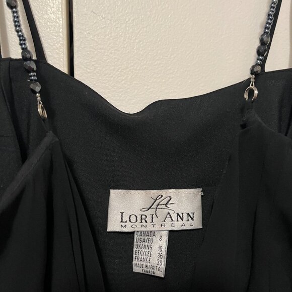 Black chiffon cocktail dress with beaded straps - Picture 12 of 12